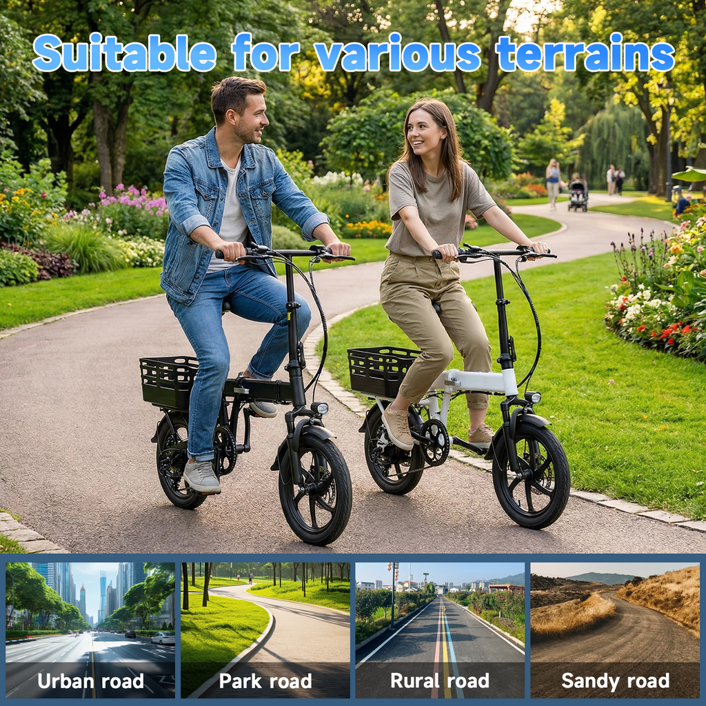 Electric Bike for Adults with Basket,500W Peak Motor,35 Miles 20 MPH,432WH Battery,14 Folding Ebike Bicycle,UL2849