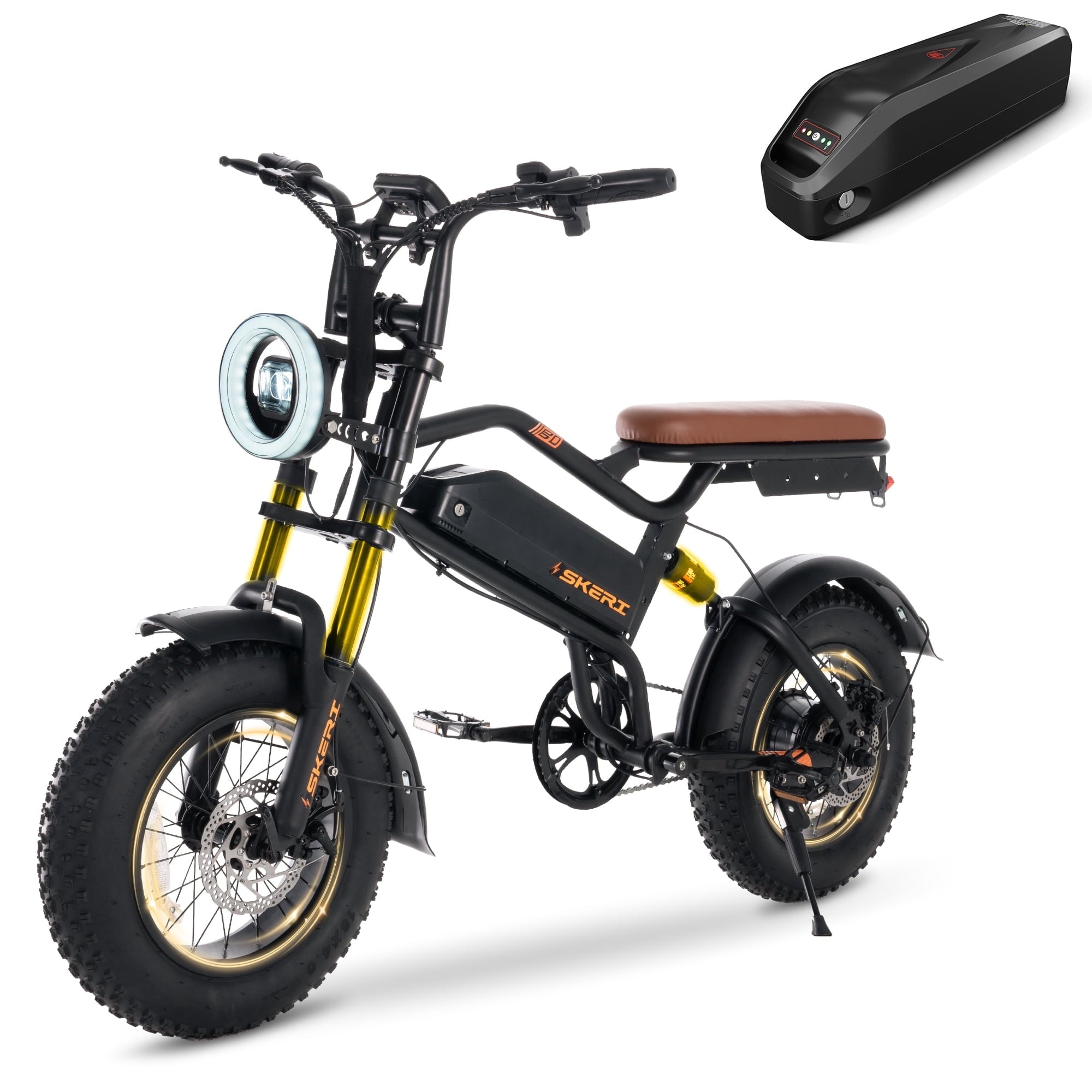 Skeri 750W (Peak 1000W) Electric Bike, 16” x 4” Fat Tire Dual Suspension E-Mountain Bikes, 48V 13Ah Battery UL2849