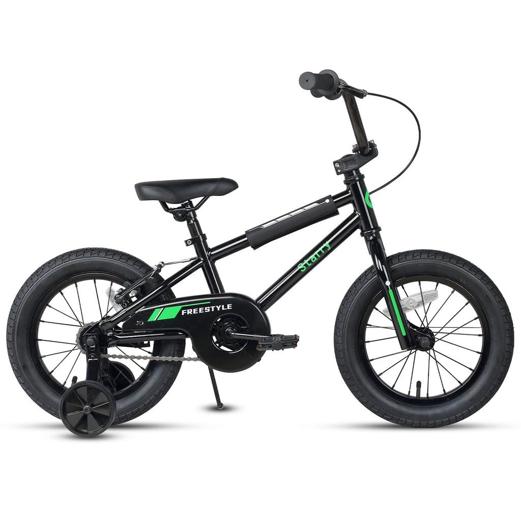 Glerc 14 Inch Little Kids Bike BMX Style Bicycle with Training Wheels Coaster Brake for 3 4 5 Years Old Boys Girls, Blue